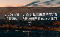 我以为我懂了，直到我本来准备放弃51视频网站，结果收藏回看这点让我回坑