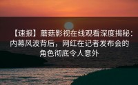【速报】蘑菇影视在线观看深度揭秘：内幕风波背后，网红在记者发布会的角色彻底令人意外