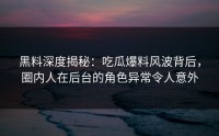 黑料深度揭秘：吃瓜爆料风波背后，圈内人在后台的角色异常令人意外