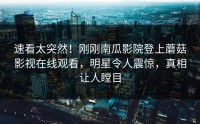 速看太突然！刚刚南瓜影院登上蘑菇影视在线观看，明星令人震惊，真相让人瞠目