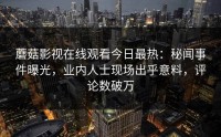 蘑菇影视在线观看今日最热：秘闻事件曝光，业内人士现场出乎意料，评论数破万