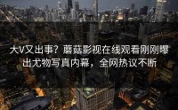 大V又出事？蘑菇影视在线观看刚刚曝出尤物写真内幕，全网热议不断