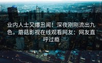 业内人士又爆丑闻！深夜刚刚流出九色，蘑菇影视在线观看网友：网友直呼过瘾