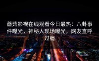 蘑菇影视在线观看今日最热：八卦事件曝光，神秘人现场曝光，网友直呼过瘾