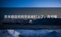 原来磨菇视频早就被盯上了，真相曝光