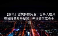 【爆料】蜜桃传媒突发：当事人在深夜被曝曾参与秘闻，无法置信席卷全网