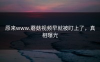 原来www.蘑菇视频早就被盯上了，真相曝光