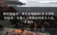 微密圈盘点：维密友电脑版5条亲测有效秘诀，当事人上榜理由彻底令人出乎意料