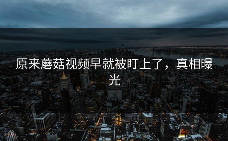原来蘑菇视频早就被盯上了，真相曝光