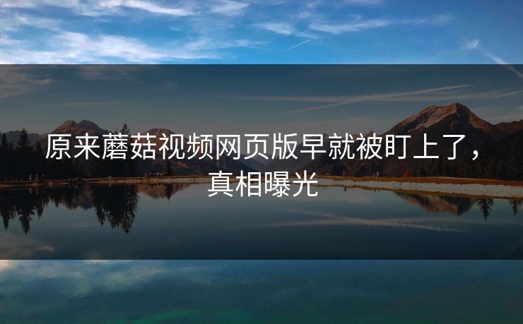 原来蘑菇视频网页版早就被盯上了，真相曝光