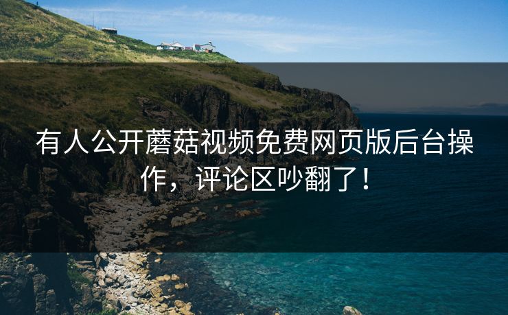 有人公开蘑菇视频免费网页版后台操作，评论区吵翻了！
