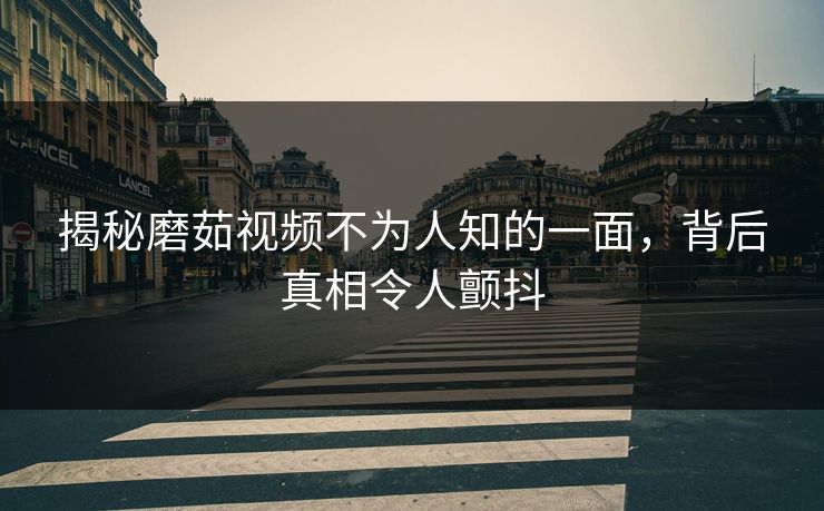 揭秘磨茹视频不为人知的一面，背后真相令人颤抖
