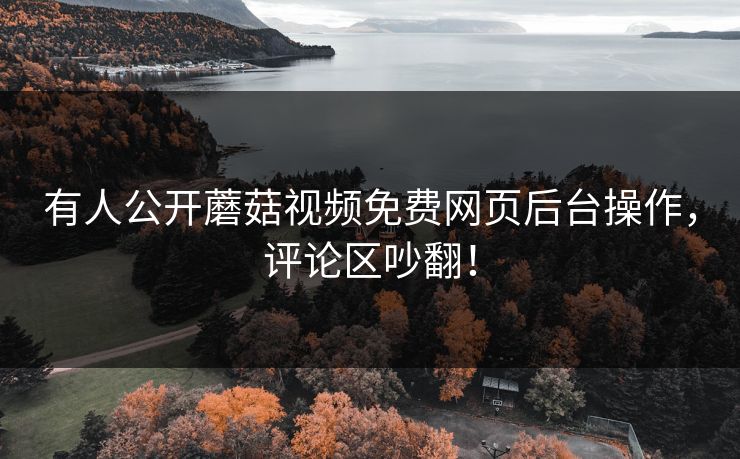 有人公开蘑菇视频免费网页后台操作，评论区吵翻！