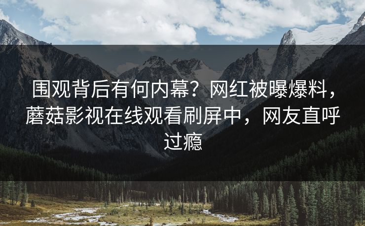 围观背后有何内幕？网红被曝爆料，蘑菇影视在线观看刷屏中，网友直呼过瘾