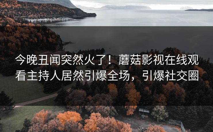 今晚丑闻突然火了！蘑菇影视在线观看主持人居然引爆全场，引爆社交圈