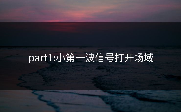 part1:小第一波信号打开场域